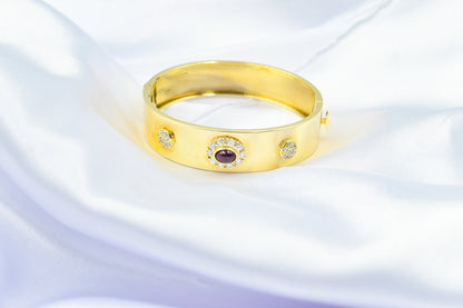 14K Solid Gold Ruby Bangle,Natural Ruby Bezel,Genuine Ruby,Bangle Bracelet,Natural Ruby,Unique & Vintage Bracelet for Her,Gemstone Gold Ruby