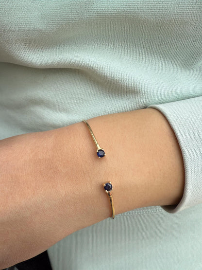 14K Gold Solid Bangle Sapphire,Luxury Sapphire Bangle, Bridal & Engagement Bangle,Bangle Sapphire Bracelet,Dainty Sapphire Bracelet