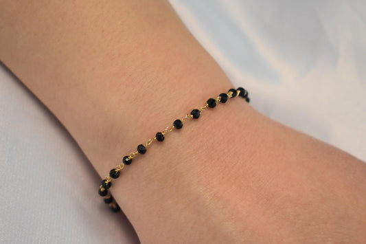 14K Gold Spinel Rosary Bracelet,14k Spinel Bracelet,Gemstone Natural Spinel Chain Gold Bracelet,Spinel Bracelet,Gold Thin Chain Bracelet