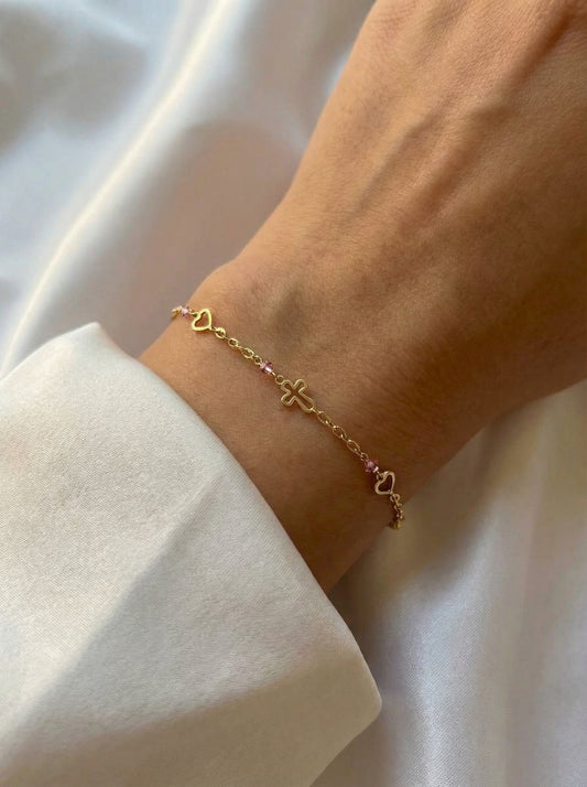 Βραχιόλι με Σταυρό-Καρδιές  Κ9