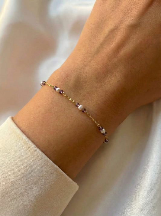 Βραχιόλι Μαργαριτάρι-Λιλά Zircon K9 / Κ14