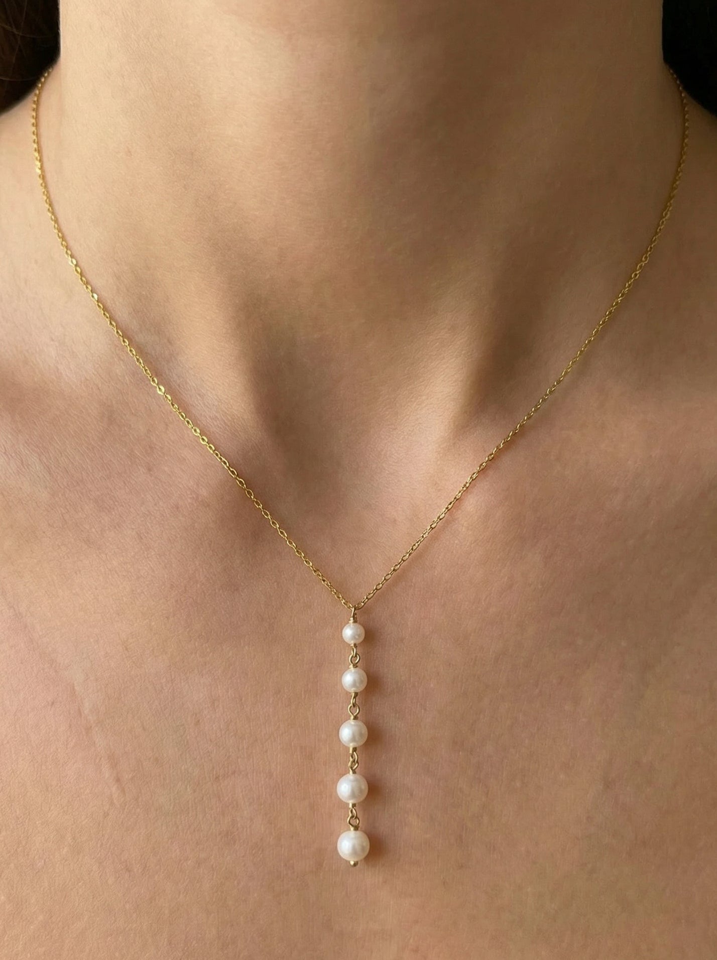 Κολιέ Κάθετη Γραμμή Φυσικών Μαργαριταριών Κ9 / Κ14