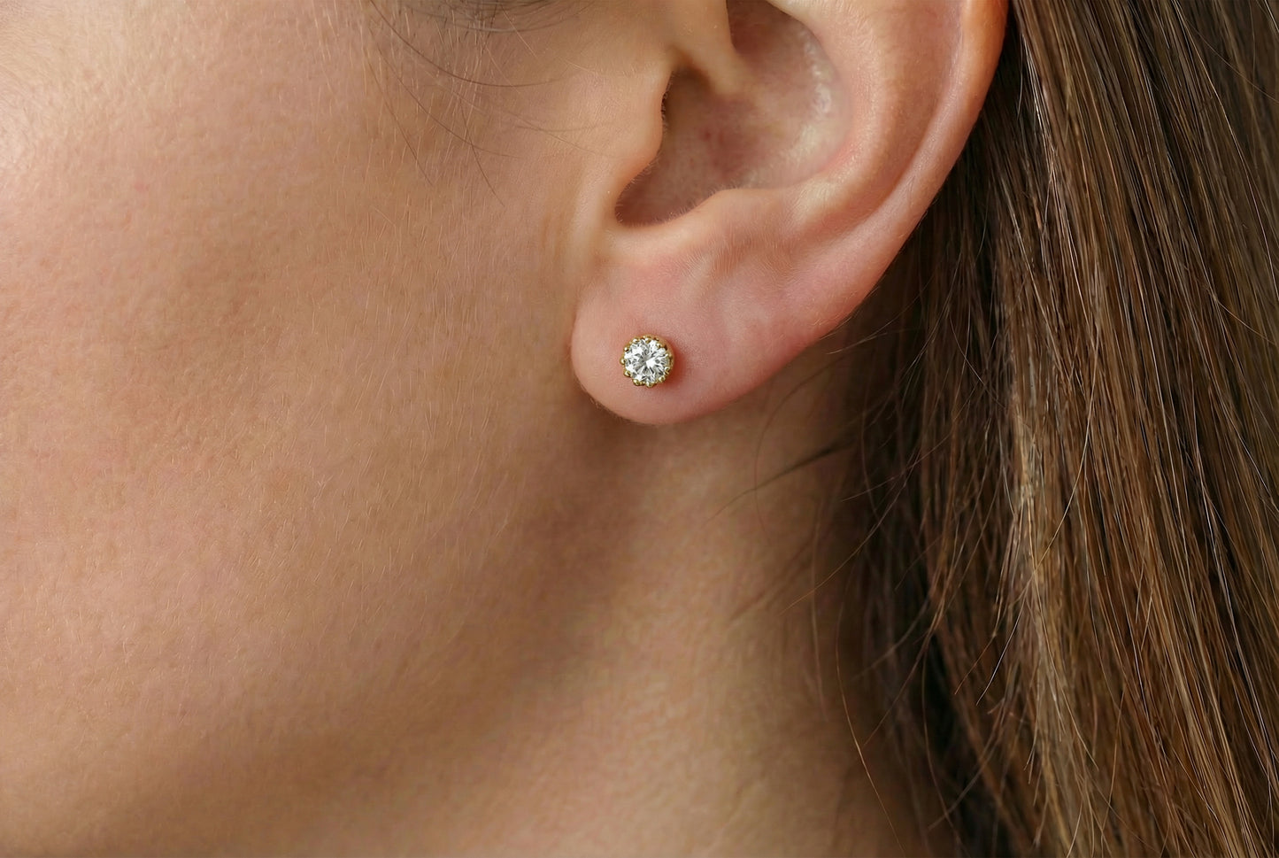 Σκουλαρίκια Μονόπετρο μεσσαία με Ζιργκόν Κ14