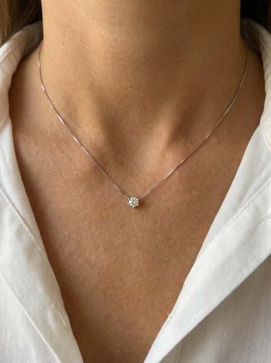 Κολιέ με Διαμάντι 0.25ct - Μονόπετρο Λευκόχρυσο K18