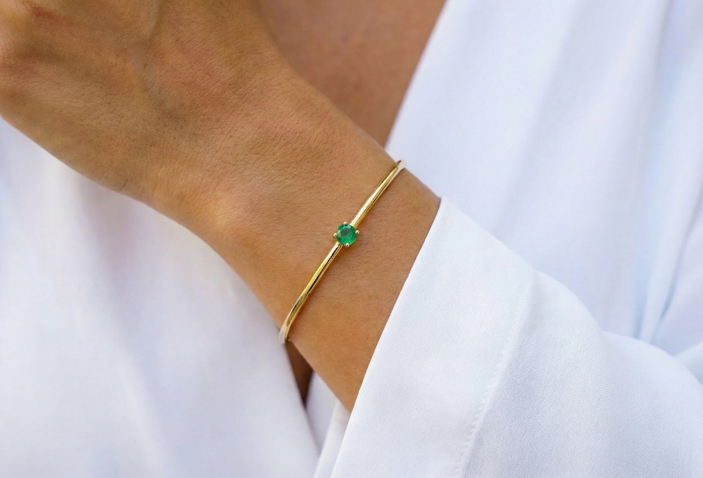Χειροπέδα με Φυσικό Σμαράγδι Κ14