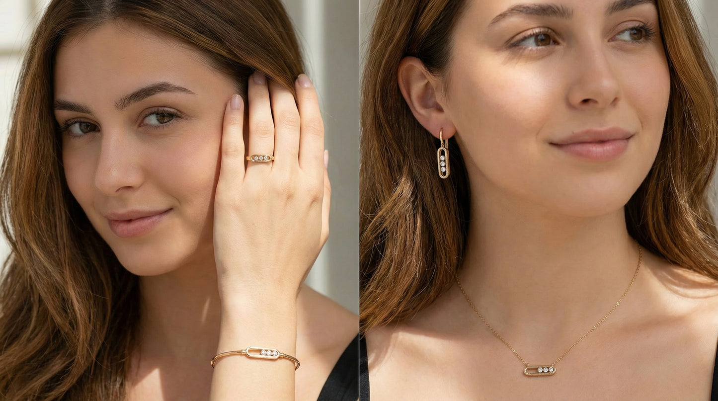 Σετ Κολιέ-Δαχτυλίδι-Σκουλαρίκι-Χειροπέδα Κ14