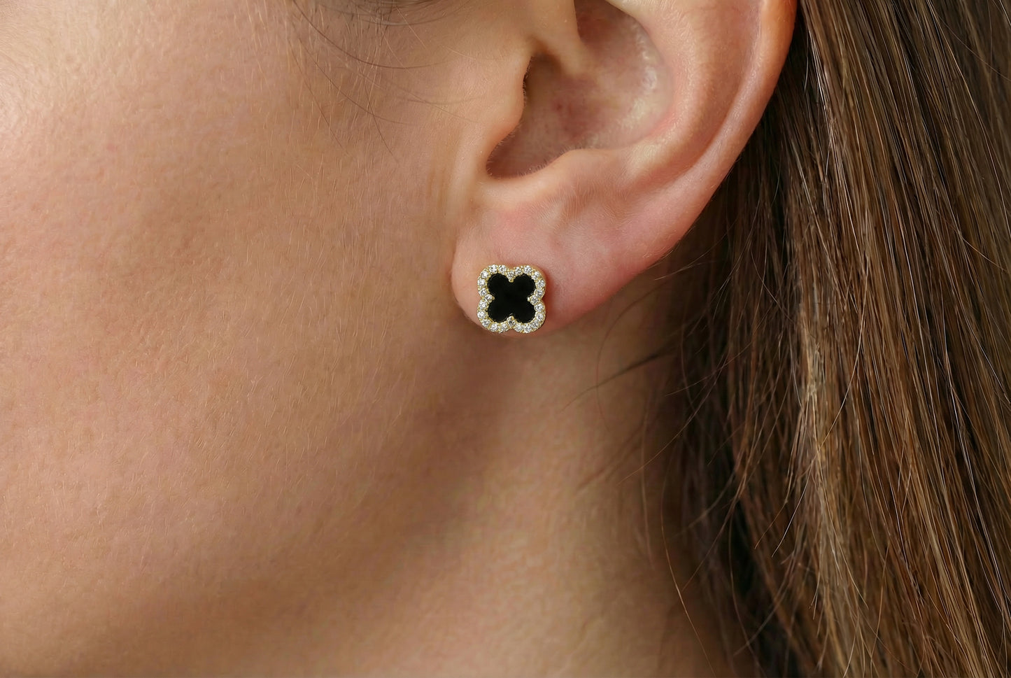 Σκουλαρίκια Τετράφυλλο Ζιργκόν Κ14