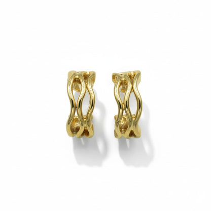 Χρυσά Σκουλαρίκια με Κυματιστό Σχέδιο Κ9