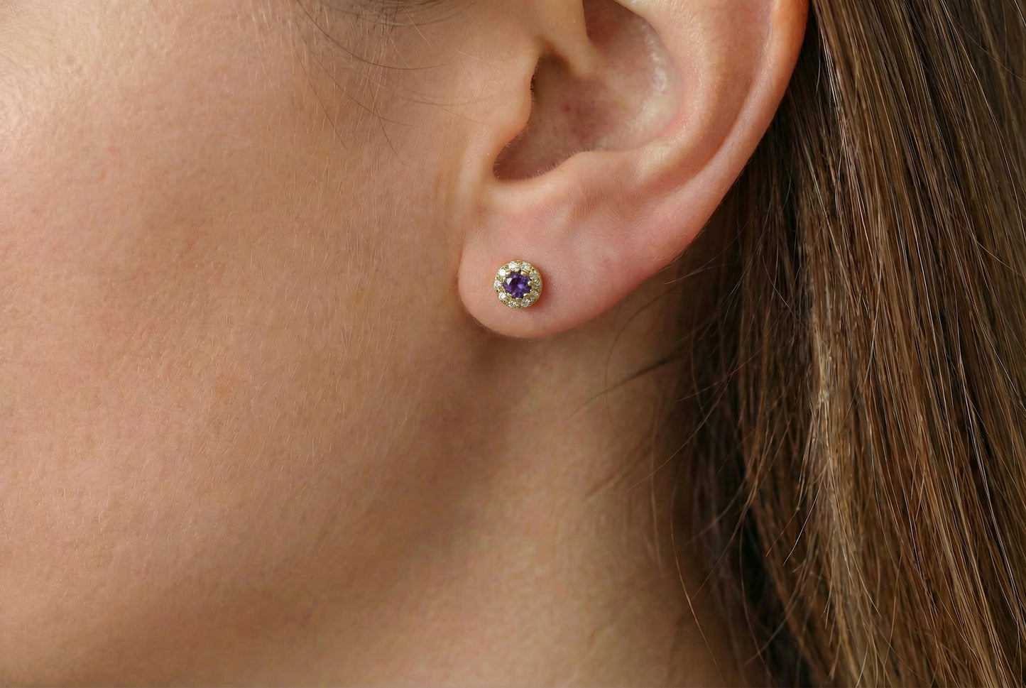 Σκουλαρίκια Μικρά Kαρφωτά Μωβ Ζιργκόν Κ9