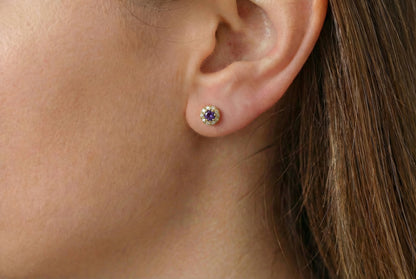 Σκουλαρίκια Μικρά Kαρφωτά Μωβ Ζιργκόν Κ9