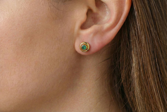 Σκουλαρίκια με Πράσινο Ζιργκόν Κ14