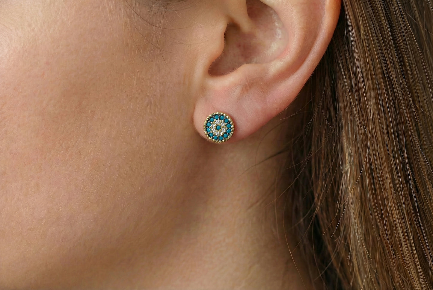 Σκουλαρίκια Μάτι Τιρκουάζ Κ14