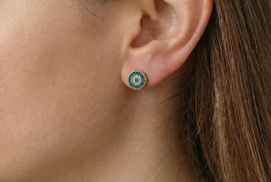 Σκουλαρίκια Μάτι Τιρκουάζ Κ14