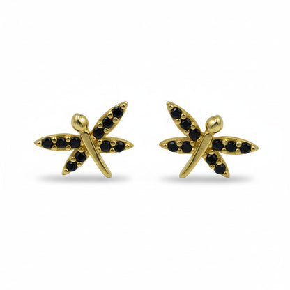 Σκουλαρίκια Λιβελούλα Μαύρο Ζιργκόν Κ14