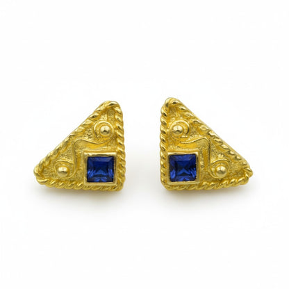 Βυζαντινά Σκουλαρίκια με μπλε Ζιργκόν Κ14