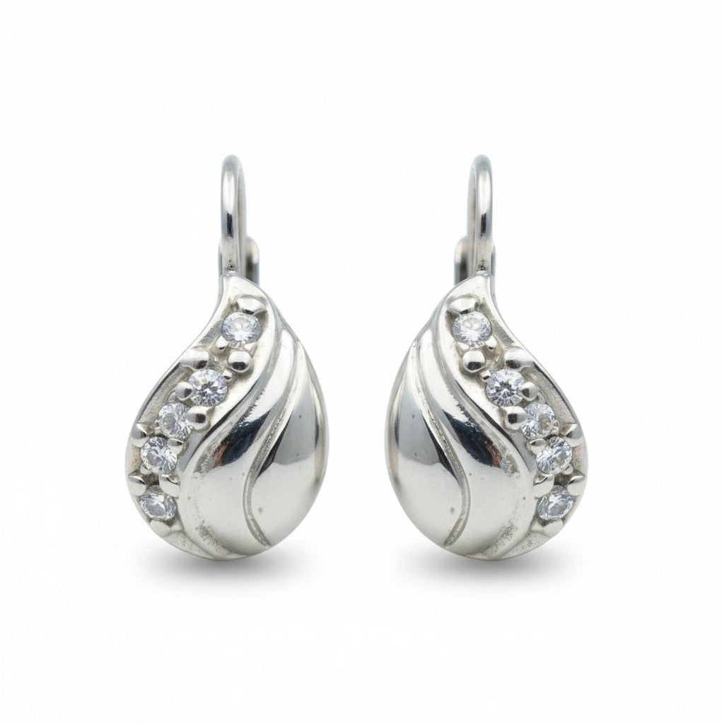 Σκουλαρίκια Λευκόχρυσο με Ζιργκόν Κ14