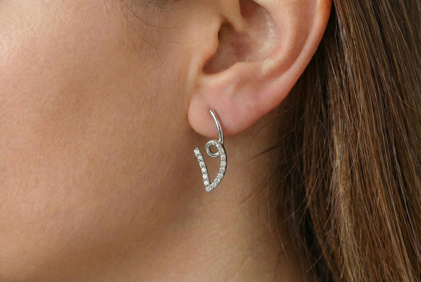 Σκουλαρίκια Λευκόχρυσα Σειρέ με Ζιργκόν Κ14