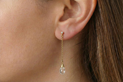 Σκουλαρίκια με Αλυσίδα Σταγόνα Zircon Κ14