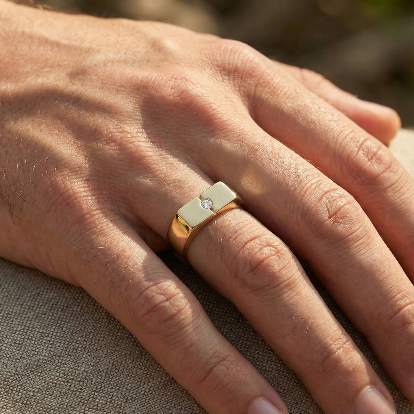 Ανδρικό Δαχτυλίδι με Λευκό Zircon K14