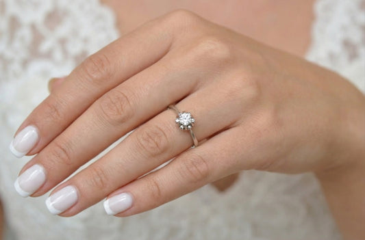 Μονόπετρο Δαχτυλίδι Λευκόχρυσο Κ14- ΜΑ075