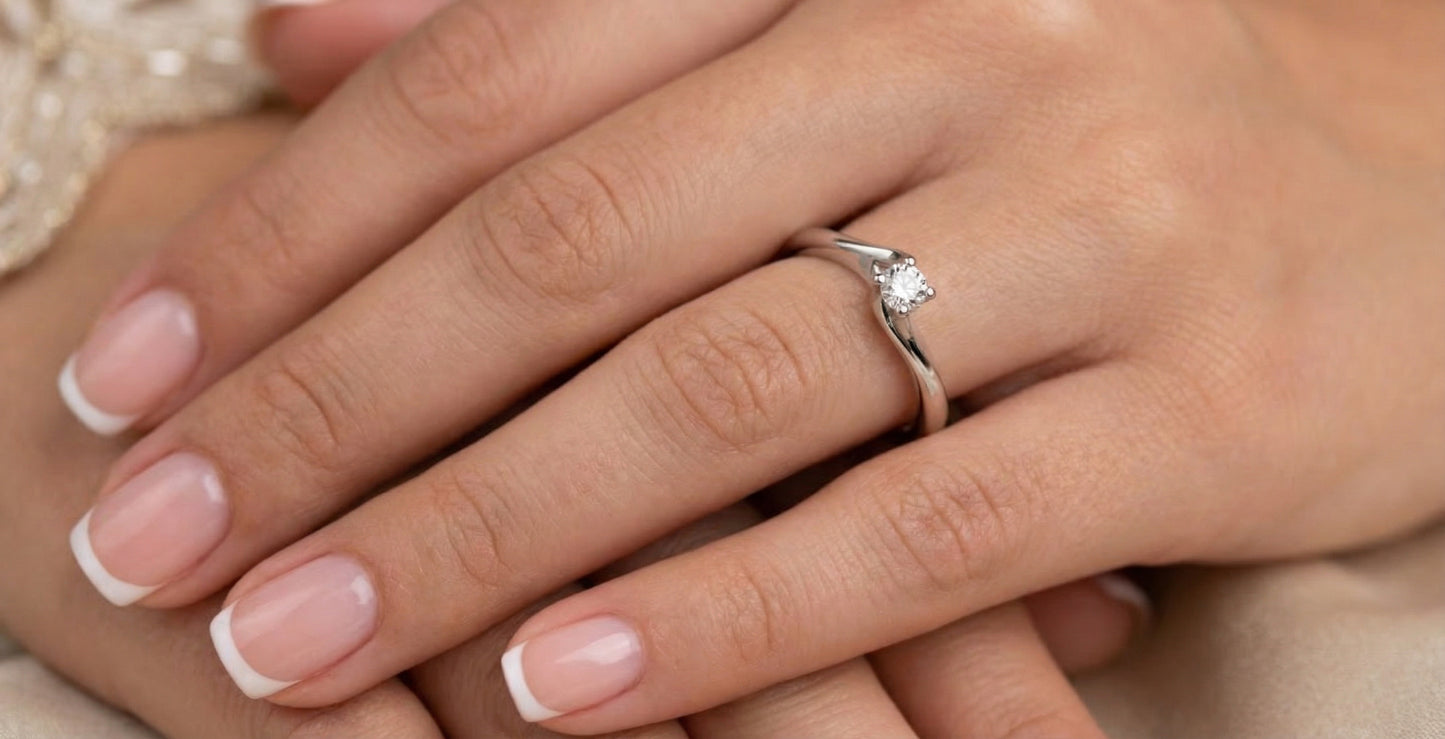 Μονόπετρο Δαχτυλίδι Λευκόχρυσο Κ14- ΜΑ078