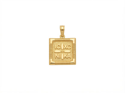 Χρυσό Φυλαχτό IC XC NIKA Τετράγωνο Διπλής Όψης Κ9